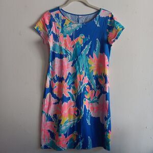 Lilly Pulitzer Womens Floral Parrot Dress Sz XS Multicolor Preppy Beach Spring